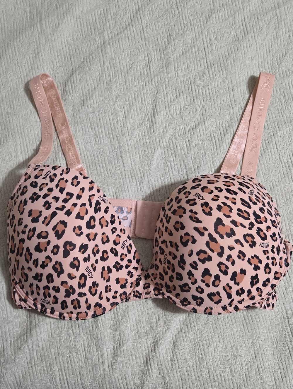 Juicy Couture Pink Leopard Print T-Shirt Bra Size 42D
